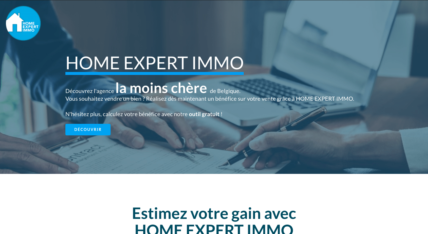 home expert immo landing page
